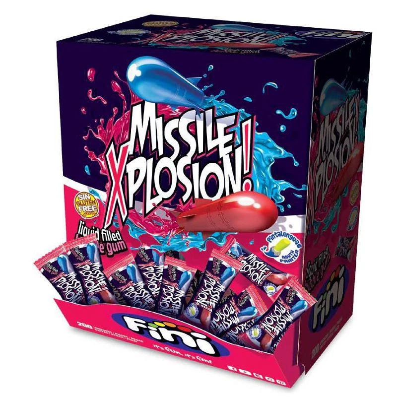 Fini Bubble gum Xplosion Missiles (tongue-coloring) (pack 200)  - Veggie -A018