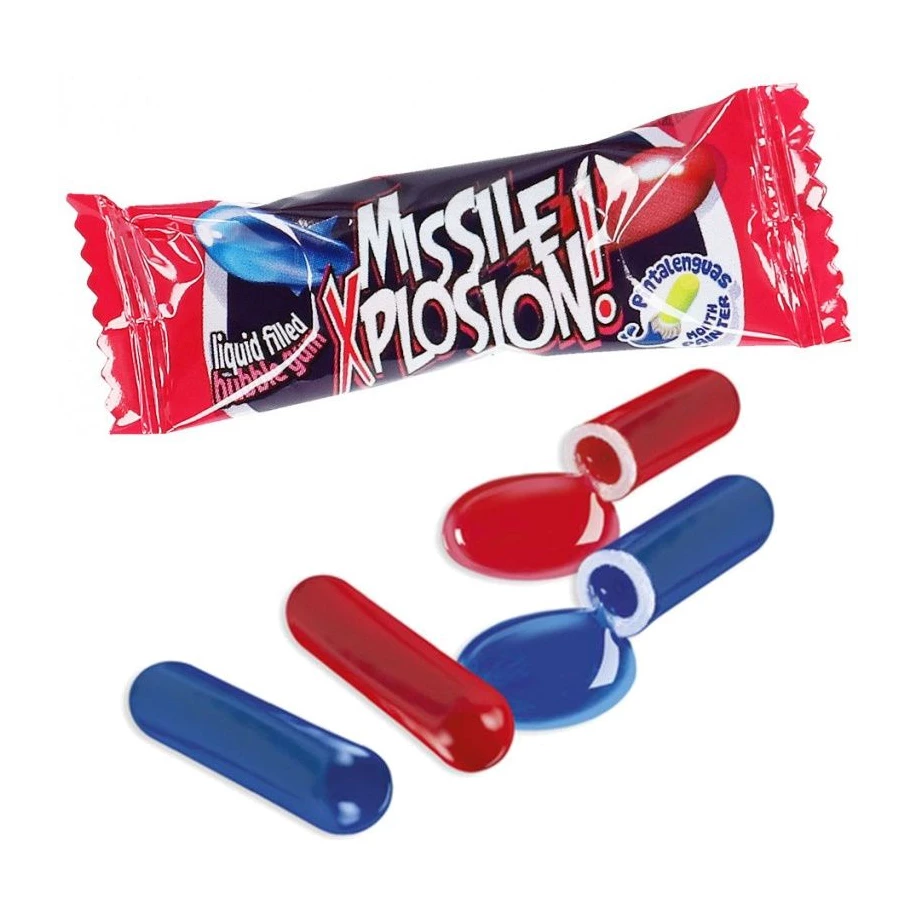 Fini Bubble gum Xplosion Missiles (tongue-coloring) (pack 200)  - Veggie -A018