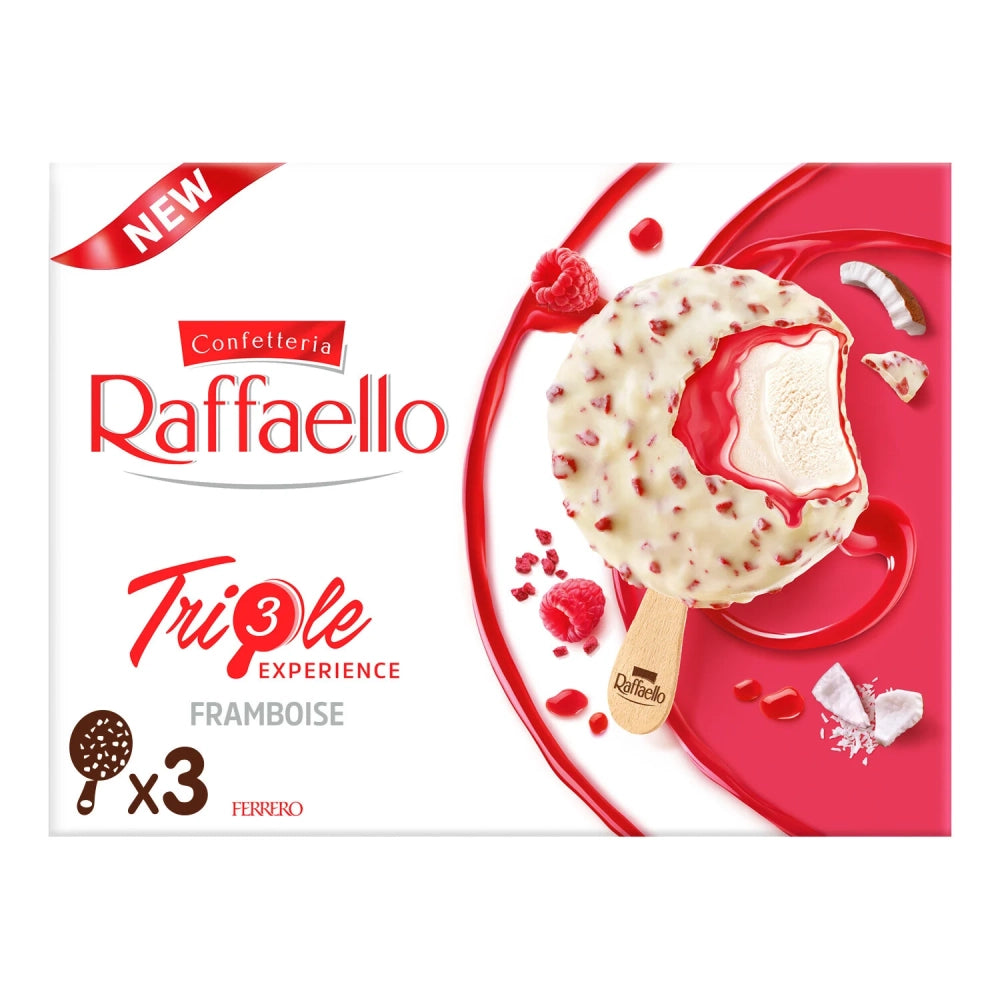 FROZEN - FERRERO Ice Cream Raffaello Triple experience Raspberry x3 138g (8 pack)