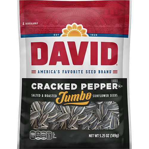 David Jumbo Cracked Pepper Sunflower Seeds 149 g (12 Pack) B68