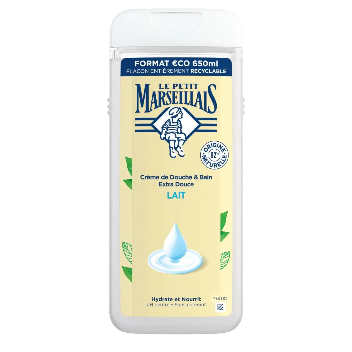 LE PETIT MARSEILLAIS Crème de Douche & Bain Extra Douce Lait 650ml (12 Pack)