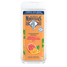 LE PETIT MARSEILLAIS Gel Douche & Bain Extra Doux Orange Bio & Pamplemousse Bio 650ml (12 Pack)