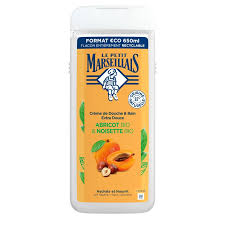 LE PETIT MARSEILLAIS Crème de Douche & Bain Extra Douce Abricot Bio et Noisette Bio 650ml (12 Pack)