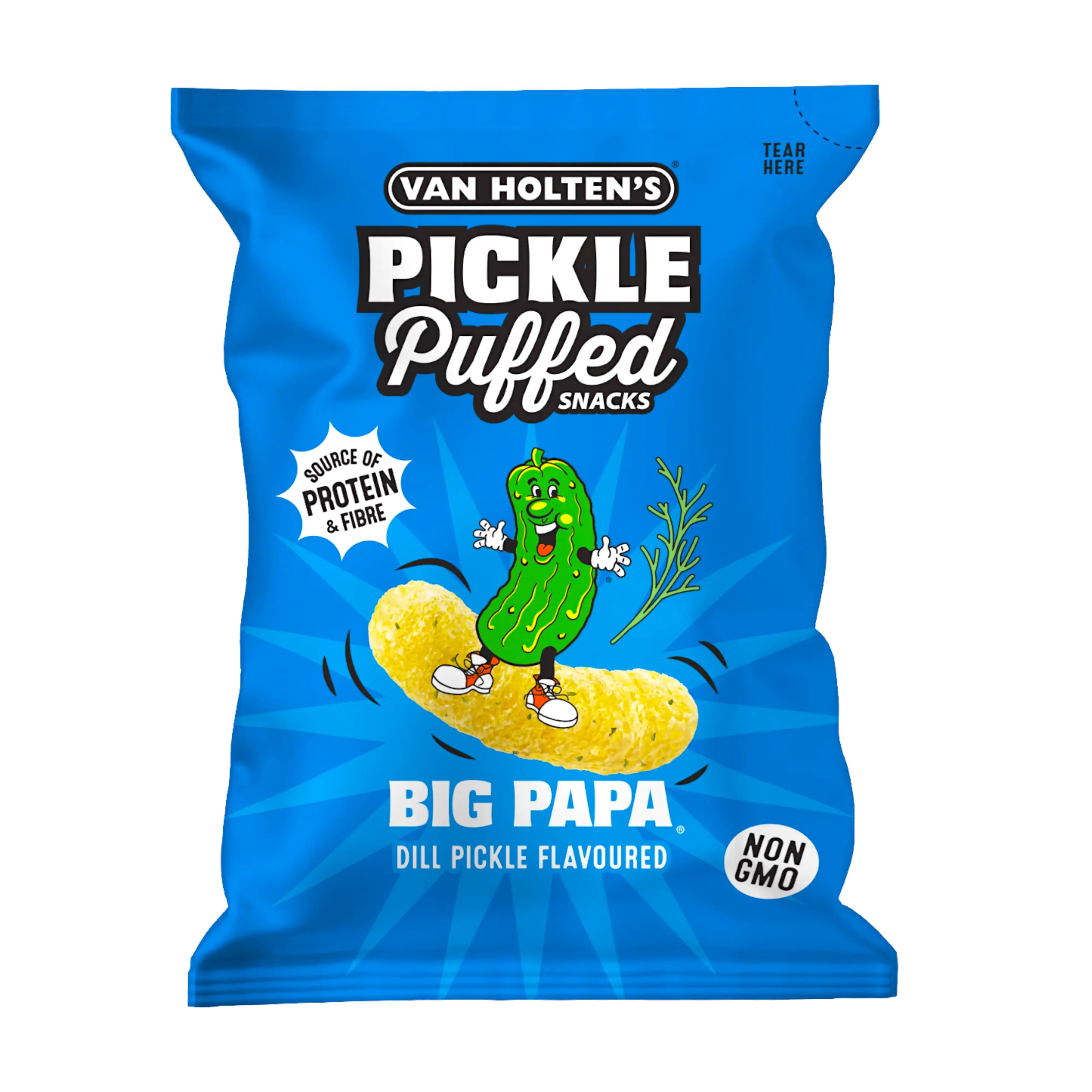 VAN HOLTEN'S Big Papa Pickle Puffed Snacks 90g (10 Pack)