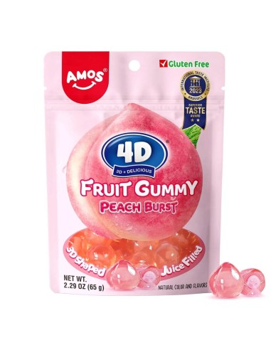 AMOS Fruit Gummy Juicy Burst Peach 65g (24 pack) -