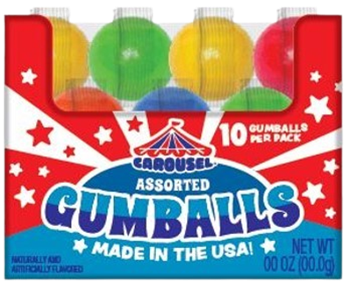 Carousel 10 Gumball Tube Assorted (12 pack) Z97