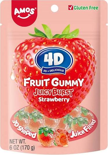 AMOS Fruit Gummy Juicy Burst Strawberry 65g (24 pack) -