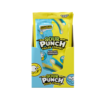 SOUR PUNCH Filled Straws Blue Raz Lemon 142 g (12 Pack) - H42