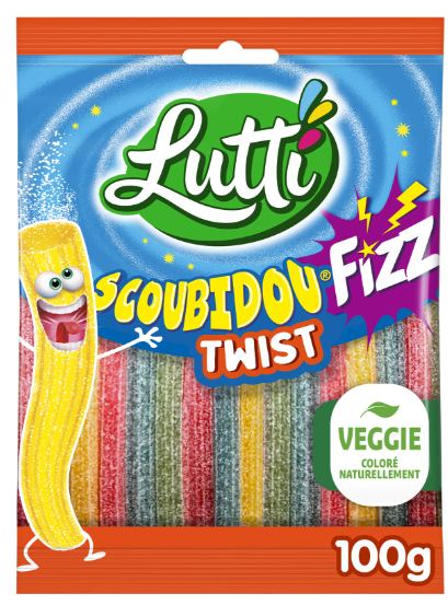 LUTTI Scoubidou Fizz Twist 100g (18  Pack) - Veggie -R37/40