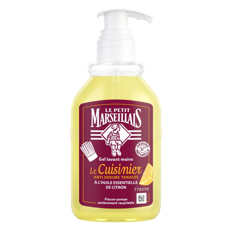 Le Petit Marseillais Gel Lavant Mains Le Cuisinier Anti Odeur Tenaces À L'Huile Essentielle De Citron 300ml (12 Pack)