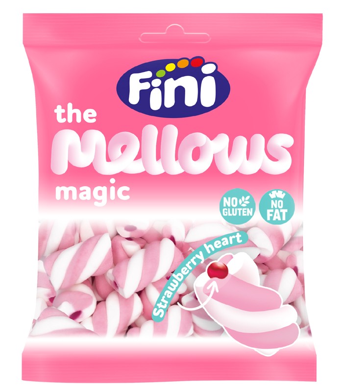 Fini The Mellows Magic Twist Strawberry Marshmallows 80g (12 pack) - B01