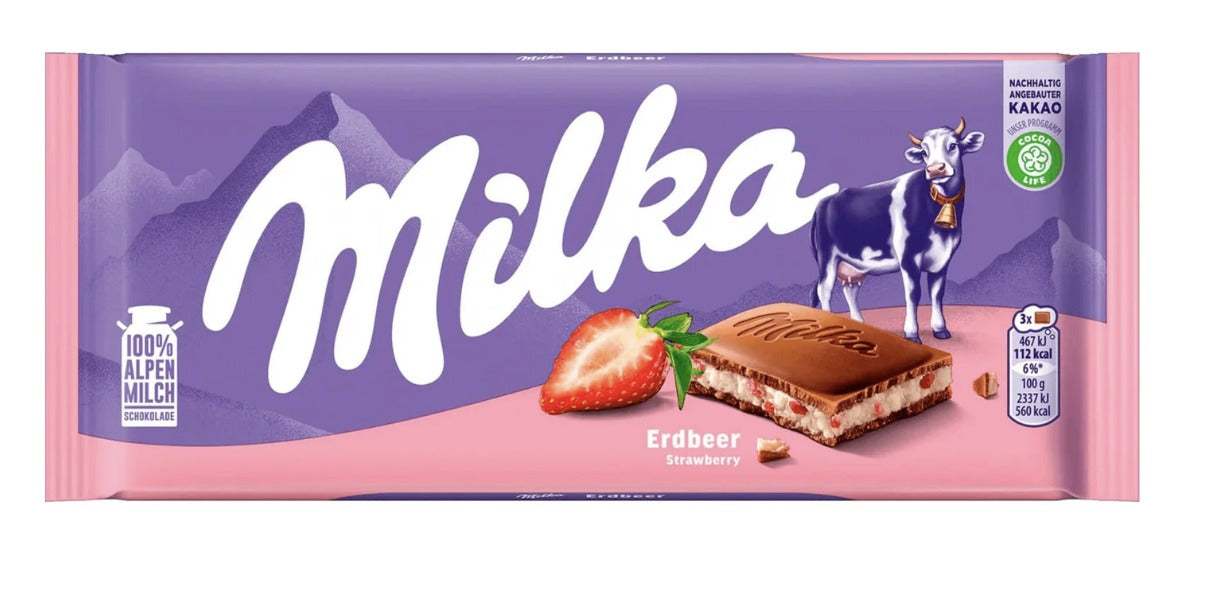 Milka Strawberry Bar 100g (22 Pack)