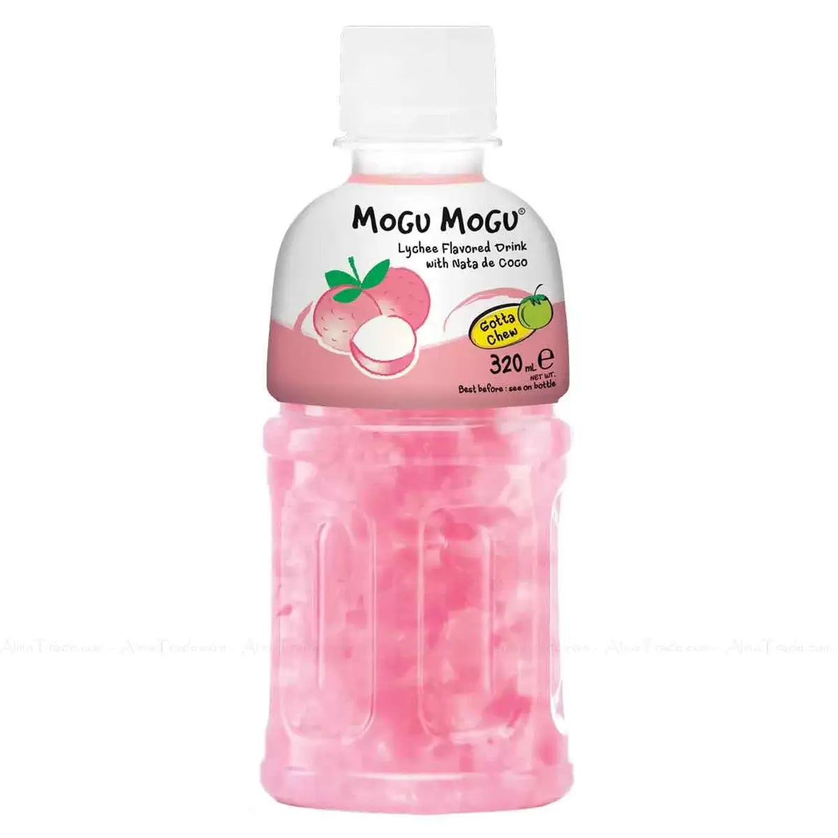 Mogu Mogu Lychee Flavored Drink With Nata de Coconut 320ml (24 pack).