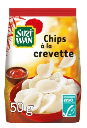SUZIWAN Chips aux Crevettes 50g  (12 pack) -