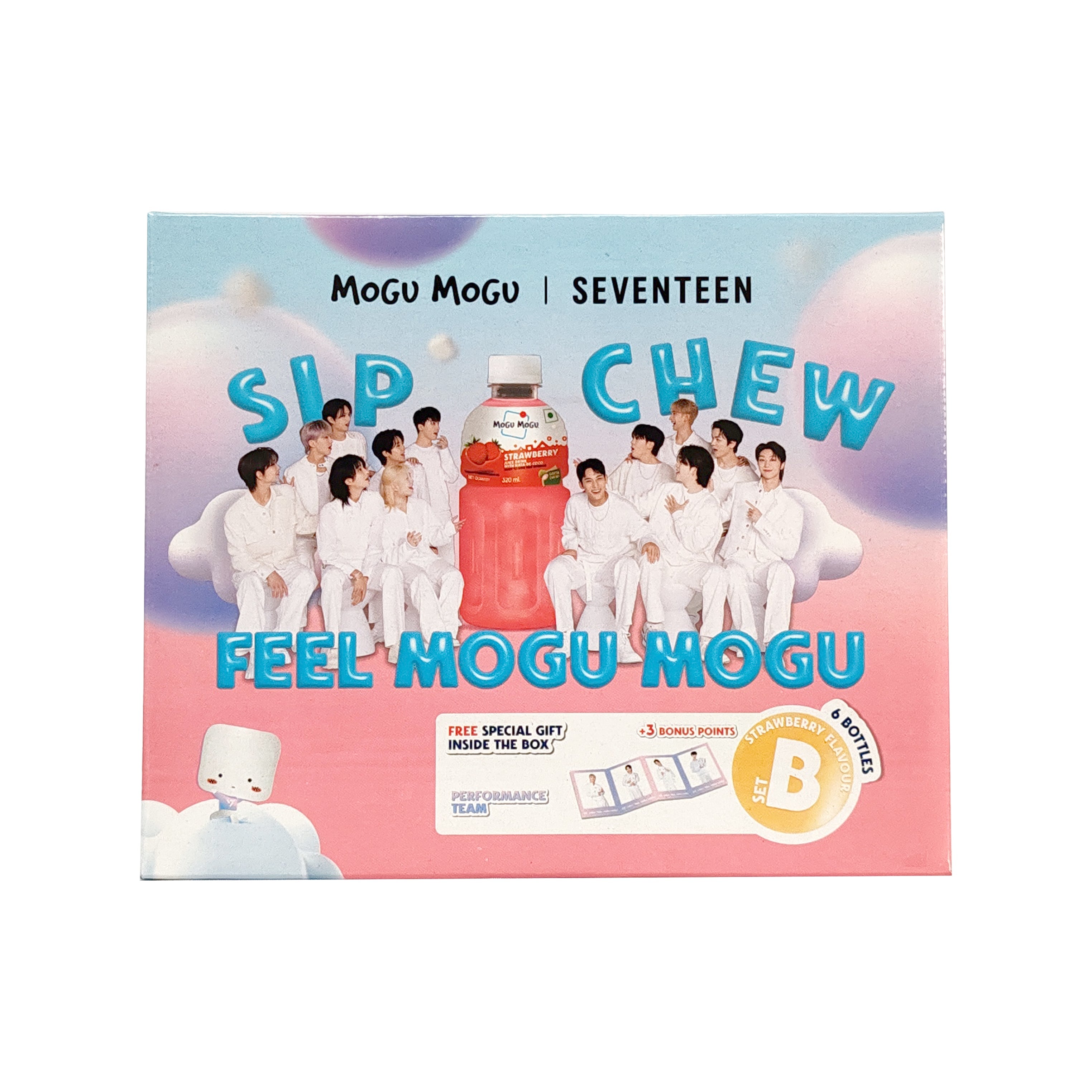 Mogu Mogu Seventeen Edition  Strawberry Flavored Drink 320ml (4x6 pack).