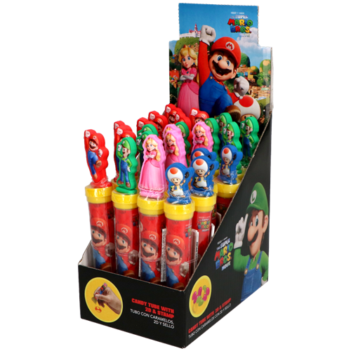 SuperMario  Candy Tube, 2D Standee and Stamp 8g (24 Pack) - Z18