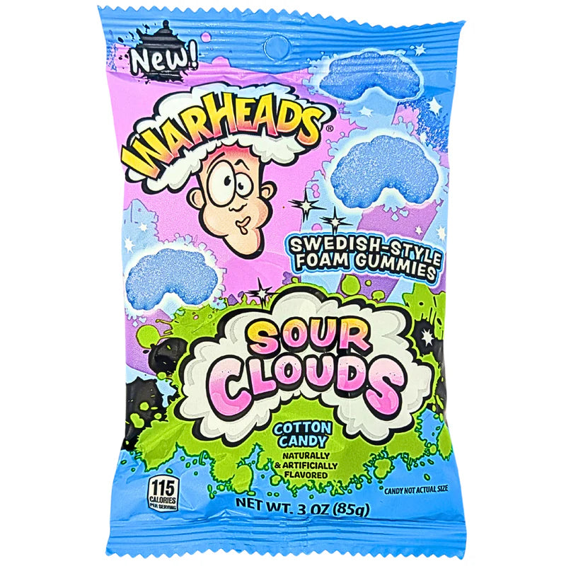 WARHEADS Extreme Sour Clouds Peg Bag Cotton Candy 85g (12 pack) -