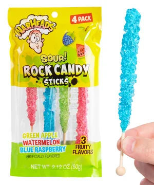 Warheads Sour ROCK Candy Sticks 4-Pack 60g (12 Pack) - A36