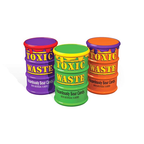 TOXIC WASTE Édition Spéciale Assortiment de Tambours Colorés Bonbons Acidulés 48 g (Paquet de 12)