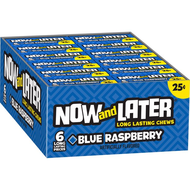 Now and Later 6-Piece Blue-Raspberry Candy 26 g (24 Pack) X8