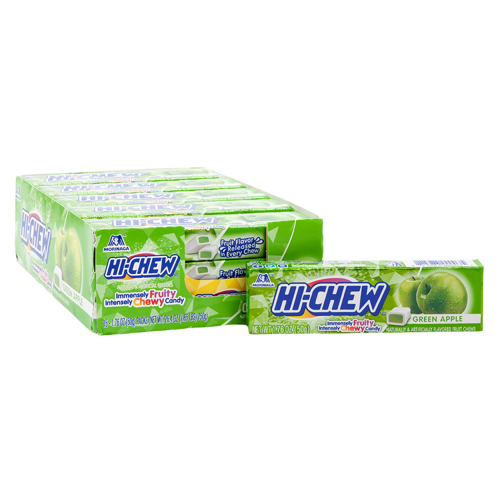 HI-CHEW Bonbons à la pomme verte 50 g (paquet de 15)