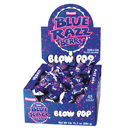 CHARMS Blow Pop Blue Razz Berry 18 g (48 Pack) - D38