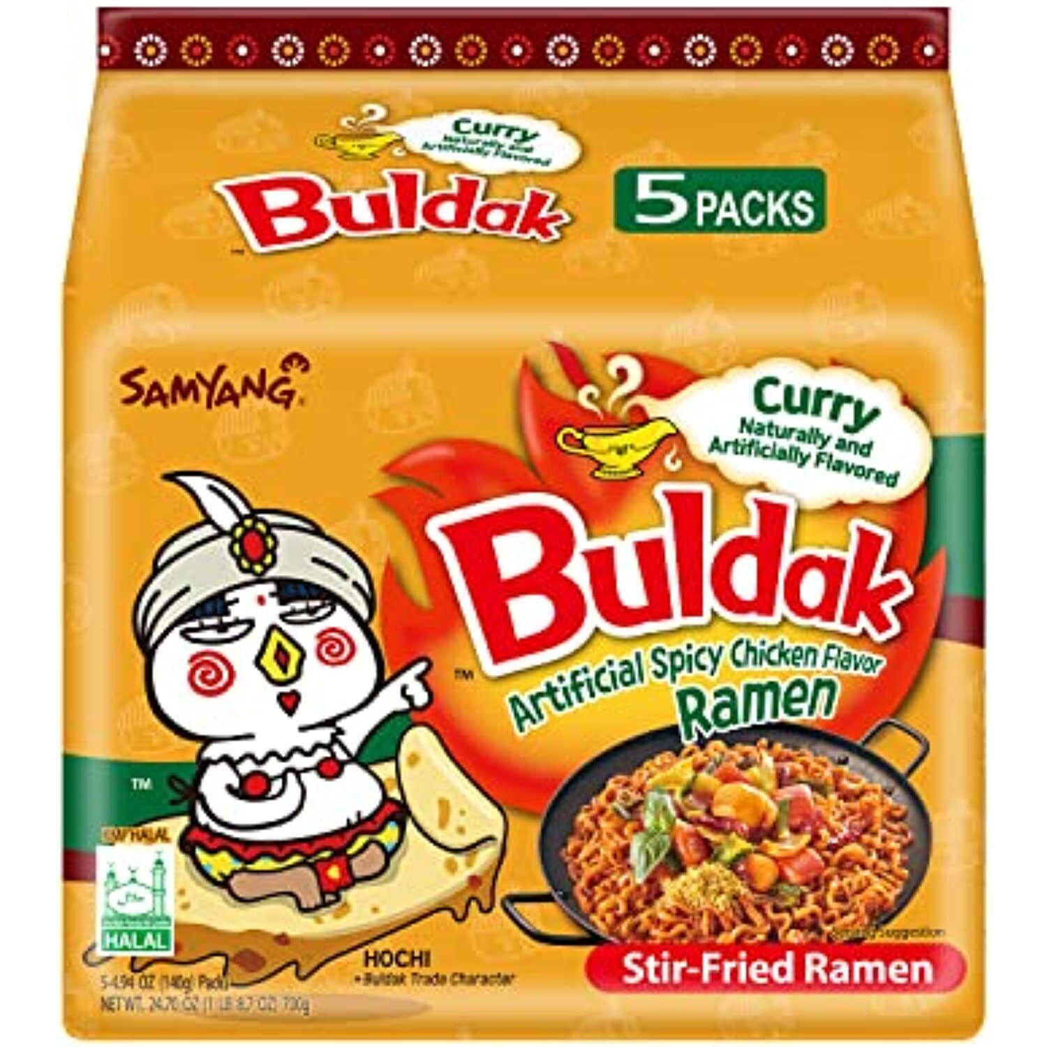 Samyang Jjajang Buldak Fire Fried Chicken Spicy Multi Curry Noodle Ramen 140g x5 (8 pack)