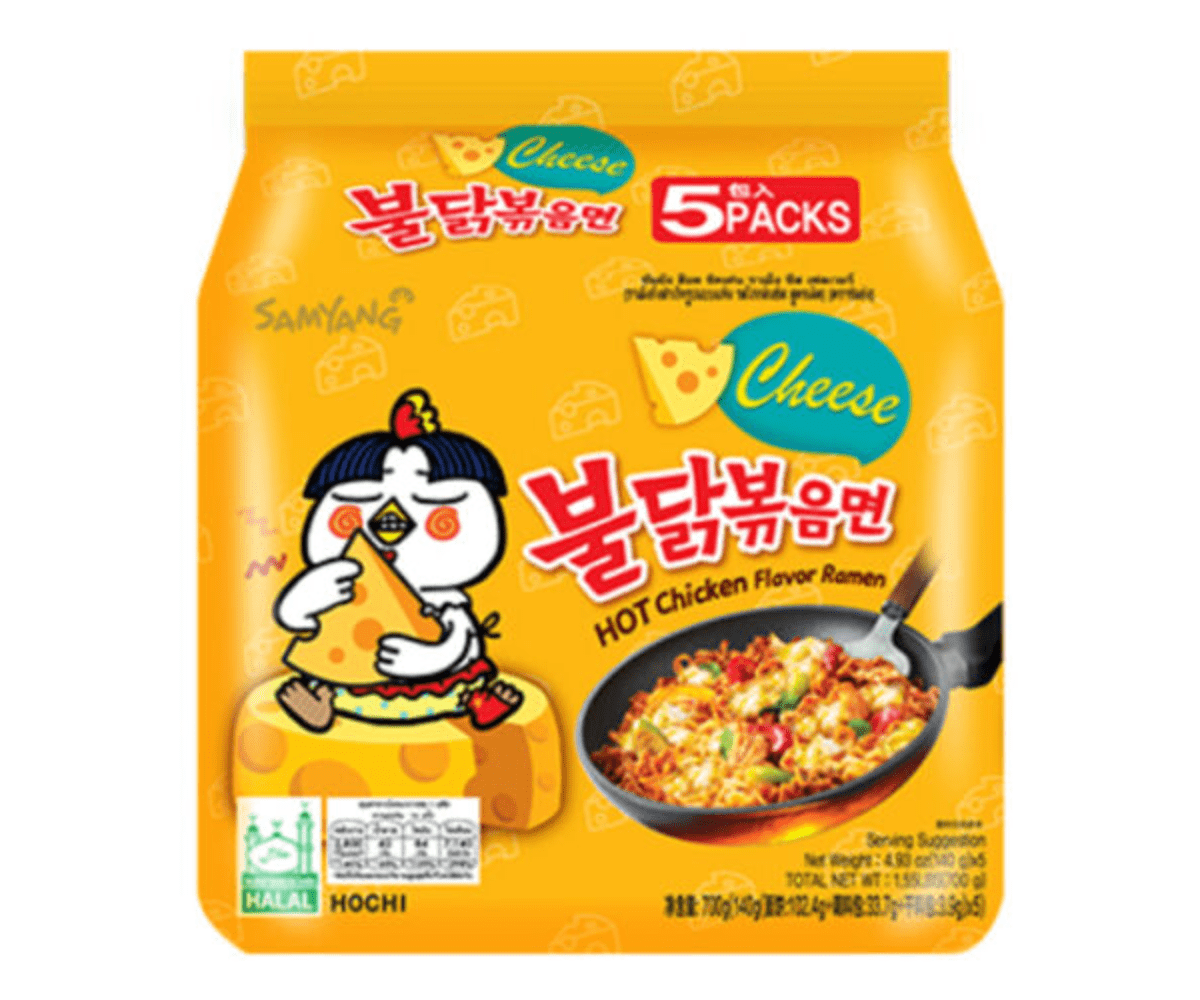 Samyang Buldak Hot Chicken CHEESE Soupe Ramen 140g x5 (8 pack)