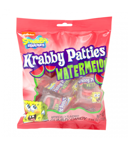 Spongebob Squarepants Gummy Krabby Patties Watermelon Peg Bag 72 g (12 Pack)