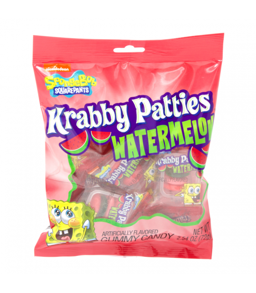 Spongebob Squarepants Gummy Krabby Patties Watermelon Peg Bag 72 g (12 Pack) - B72